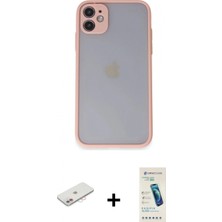 Pileli Store Pilelistore™ iPhone 11 Kılıf Ahenk Çizgi Serisi - Şeffaf Pasifik Cam Ekran Koruyucu + Renkli Kamera Lens Koruma Cam - Pe