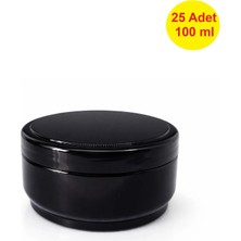 Demet Home 25 ADET 100 ml Boş Plastik Pomat Kozmetik Krem Ecza Hobi Kutusu Krem Kavanozu 100 cc Siyah Renk