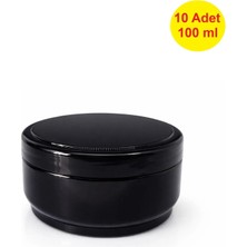 Demet Home 10 ADET 100 ml Boş Plastik Pomat Kozmetik Krem Ecza Hobi Kutusu Krem Kavanozu 100 cc Siyah Renk