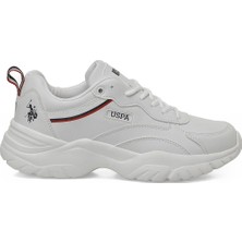 U.S. Polo Assn. Beyaz Kadın Sneaker Tekstil Malzeme ile Düz Tabanlı Rahat Ayakkabı