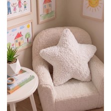 Teddy Store Premium El Yapımı Dekoratif Yıldız Yastık, Buklet Dokulu Kumaş, Boho Stil,