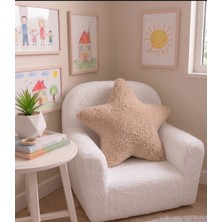 Teddy Store Premium El Yapımı Dekoratif Yıldız Yastık, Buklet Dokulu Kumaş, Boho Stil,