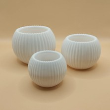 Lunera Accessories 3D Baskı 3’lü Bombeli Mumluk Seti