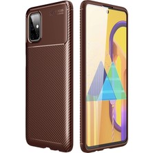 Durukar®  Samsung Galaxy M51 Kılıf Auto Focus Karbon Kapak - Kahverengi