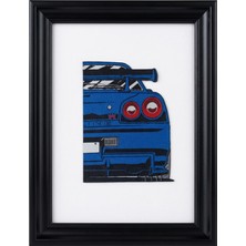 Nissan Gtr R34 Spor Araba Temalı Dokuma Etiket Tablo