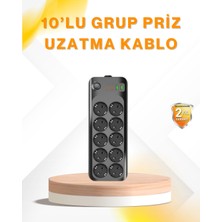 Kaufhier 10’lu Çoklu Priz Termal Korumalı USB Typec Çıkışlı 2500W Uzatma Kablosu