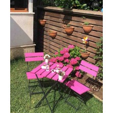 Bayarsan Metal Ayaklı Ahşap Katlanır Bistro Kamp Balkon Mutfak Bahçe Takımı Seti