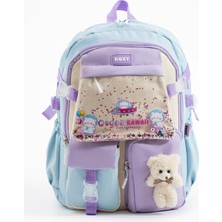 Roxy Kawaii Kore Tarzı Ayıcıklı Aksesuarlı Çok Bölmeli Çocuk Okul Çantası