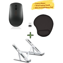 Lenovo Mouse Kablosuz GY50R91293, Metal Laptop Standı, Bilek Destekli Mousepad