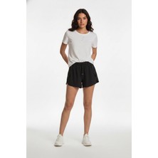 Cotton Lab Siyah Relax Kesim Taytlı Spor Şort
