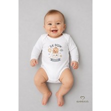 Babyden's Ilk Dişim Çıktı Baskılı Uzun Kol Bebek Body %100 Pamuk Unisex Diş Buğdayı Konsept Çıtçıtlı Zıbın