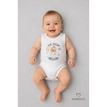 Babyden's Ilk Dişim Çıktı Baskılı Kolsuz Bebek Body %100 Pamuk Unisex Diş Buğdayı Konsept Çıtçıtlı Zıbın