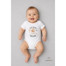 Babyden's Ilk Dişim Çıktı Baskılı Kısa Kol Bebek Body %100 Pamuk Unisex Diş Buğdayı Konsept Çıtçıtlı Zıbın