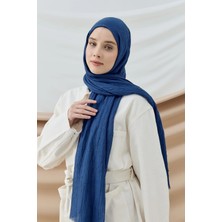 Modakaşmir Likya Kaymayan Bambu Şal Renk Indigo– 4 Mevsim Nefes Alan Yumuşak Doku