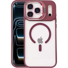 Kaufhier 17 Pro Remim Lensli Magsafe Standlı Kapak  Bordo