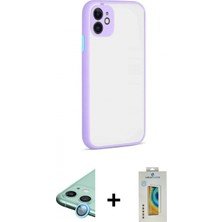 Pileli Store Pilelistore™ iPhone 12 Kılıf Ahenk Çizgi Serisi - Siyah Polymer Nano Ekran Koruyucu + Raze Metal Kamera Lens - Mı