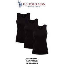 U.S. Polo Assn. Kadın Kalın Askılı Konforlu 3'lü Kutulu Ekonomik Siyah Atlet Seti - Siyah - BCP1.ATML6A60O05-3-SI