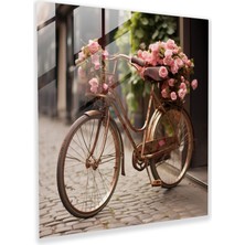 Popcas Vintage Bisiklet Temalı Dekoratif Cam Tablo