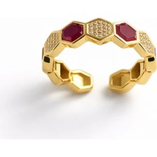Felix Accessories Hexora Mosaic Yüzük Bordo
