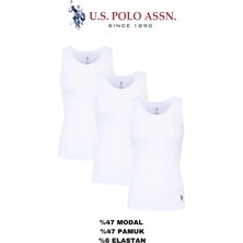 U.S. Polo Assn. Kadın Kalın Askılı Konforlu 3'lü Kutulu Ekonomik Beyaz Atlet Seti - Beyaz - BCP1.ATKL6W60I05-3-BE