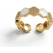Felix Accessories Hexora Mosaic Yüzük Krem