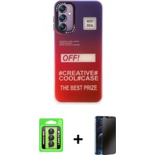 Pileli Store Pilelistore™ Galaxy A24 4g Kılıf Siluet Çizgi Koleksiyonu - Siyah 3D Antistatik Hayalet Cam Ekran Koruyucu + Raze Metal Kamera Lens - Sh