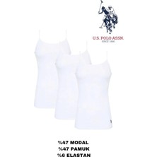 U.S. Polo Assn. Kadın 3'lü Ekonomik Askılı Yumuşak Kutulu Beyaz Atlet Seti - Beyaz - BCP1.ATDL6I60N00-3-BE