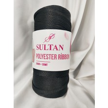 Sultan Siyah Polyester Ribbon El Örgü Ipi 200GR. (1 Adet) - Renk: 640