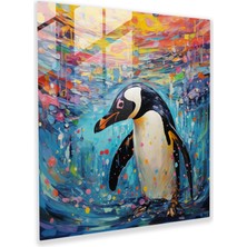 Popcas Soyut Penguen Temalı Temperli Cam Tablo