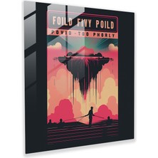 Popcas Retro Stil Canlı Performanslar Temalı Cam Tablo - Pink Floyd Vintage Konser Poster