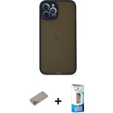 Pileli Store Pilelistore™ iPhone 12 Pro Max Kılıf Ahenk Çizgi Serisi - Siyah 5d Eko Cam Ekran Koruyucu + Shine Kamera Lens Koruma Cam - Sabe