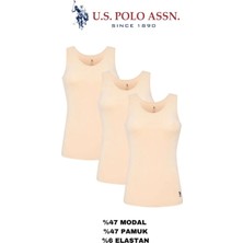 U.S. Polo Assn. Kadın Kalın Askılı Konforlu 3'lü Kutulu Ekonomik Ten Atlet Seti - Ten - BCP1.ATNL6C60R05-3-TEN