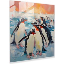 Popcas Penguen Illüstrasyonlu Temperli Cam Tablo