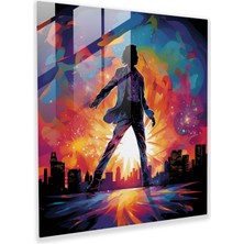 Popcas Modern Sanat Temalı Michael Jackson Moonwalk Temperli Cam Tablo