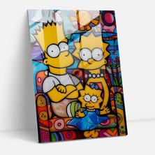 Popcas Oyunbaz Desenlerle Simpsonlar Temalı Dekoratif Cam Tablo