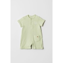Hafy Baby Hello World Desenli, Kısa Kollu, Yazlık Bebek Tulumu