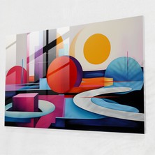 Popcas Geometrik Tasarımlı Cam Tablo - Zen Bahçesi Üzerinde Modern Şekiller