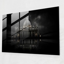 Popcas Roma Mimarlığı Temalı Minimalist Siyah Beyaz Cam Tablo