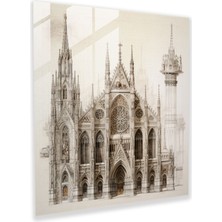 Popcas Katedral Desenli Rönesans Temalı Dekoratif Cam Tablo ile Modern Sanatın Estetiği