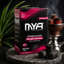 Mya Hexagonal Nargile Kömürü 1 kg 64 Adet Doğal Hindistan Cevizi Kömürü, Uzun Yanış Süresi