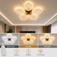 Marsel Lighting Papatya 5li Avize Kumandalı 3 Renk LED Isıklı Salon Oturma Odası Avize