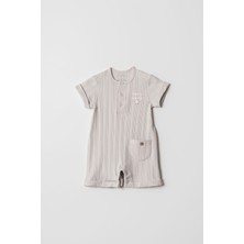 Hafy Baby Hello World Desenli, Kısa Kollu, Yazlık Bebek Tulumu