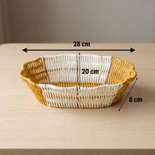 Ozcmax Oval Çift Renkli Plastik Rattan Ekmek ve Meyve Sepeti - Çok Amaçlı Banyo ve Mutfak Düzenleyici - Yıkanabilir Dekorattif Tezgâh Üstü Organizer