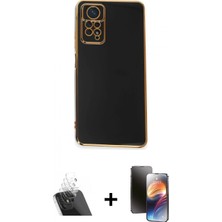 Pileli Store Pilelistore™ Redmi Note 12 Pro 4g Kılıf Yankı Serisi - Siyah 3D Antistatik Mat Seramik Nano Ekran Koruyucu + Kamera Lens Koruma Cam - Sf