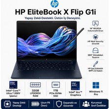 HP Elitebook x Flip G1I 14 Inç Wuxga IPS Dokunmatik Iş Laptopu, Core Ultra 7 268V, 32GB Ram, 1tb Ssd, Windows 11 Pro, Arc Grafik, Dönüştürülebilir Bilgisayar