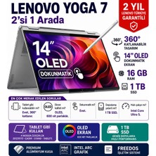 Lenovo 600 Nit OLED Dokunmatik Ekranlı 14 Inç 2'si 1 Arada Laptop, Core Ultra 5 226V, 16GB Ram, 1tb Ssd, Freedos, Hızlı ve Esnek Dizüstü Bilgisayar, Hafif Tasarımlı Taşınabilir Bilgisayar