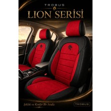 Trobus Vw Bora 1998-2005 Uyumlu Lion Serisi Tay Tüyü Kırmızı Siyah Premium Koltuk Kılıfı