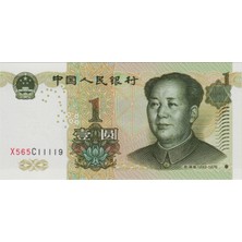 Banknoting Çin Halk Cumhuriyeti 1 Yuan 1999 x Seri Nolu Replacement? Mao Zedong Temalı. Çil.