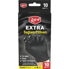 Roll-Up Nitril Eldiven Ekstra Kalın Siyah 10'lu 3 Adet