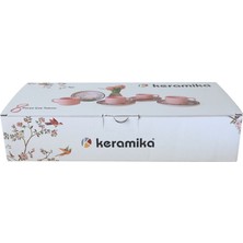 Keramika Kuş Dekorlu Stackable Çay Takımı 8 Parça 4 Adet